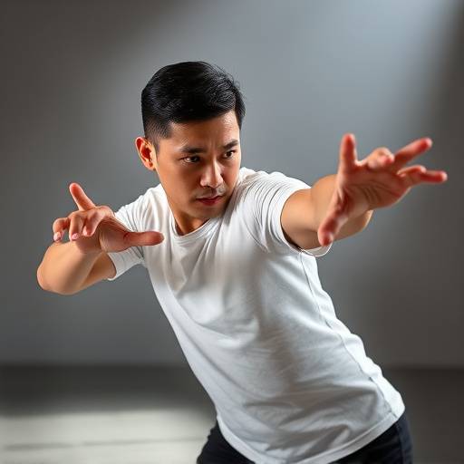 Headshot of Marcus Chen, Dance Instructor, in a dynamic pose